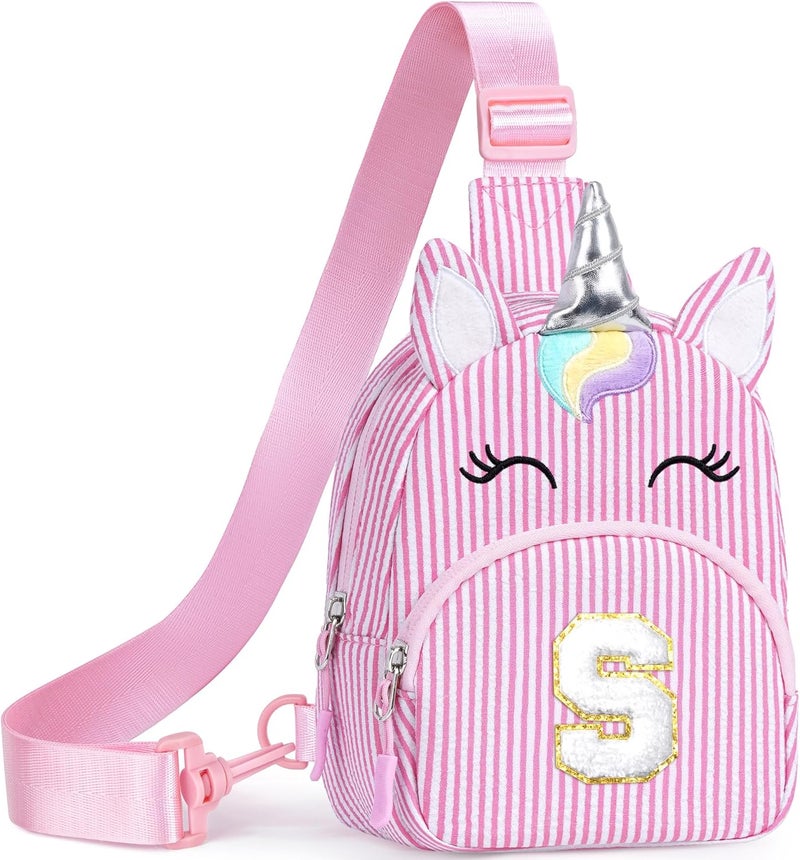 YOOLIFE Fanny Pack Gifts for Girls, Initial Small Sling Bag Pink Crossbody Bag Unicorn Belt Bags, Birthday Gifts for 2 3 4 5 6 7 8 Year Old Girls, Pink (S) - Image 1